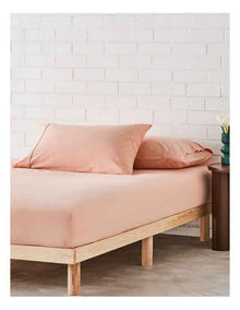 Stonewashed Cotton Pillowcase Pair in Peach
