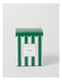 Ceramic Christmas Candle 300g in Green and White Stripe