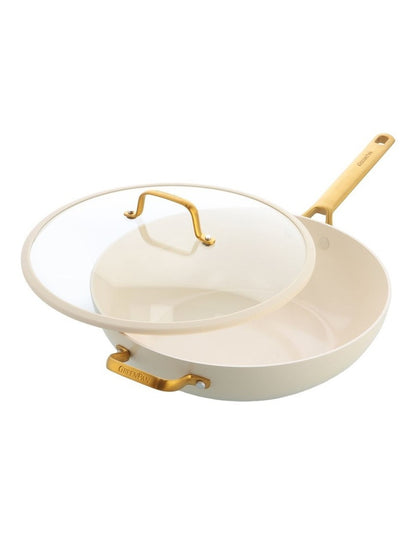 Padova Reserve Wok 32cm with Lid and Helper Handle Cream