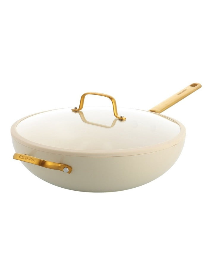 Padova Reserve Wok 32cm with Lid and Helper Handle Cream