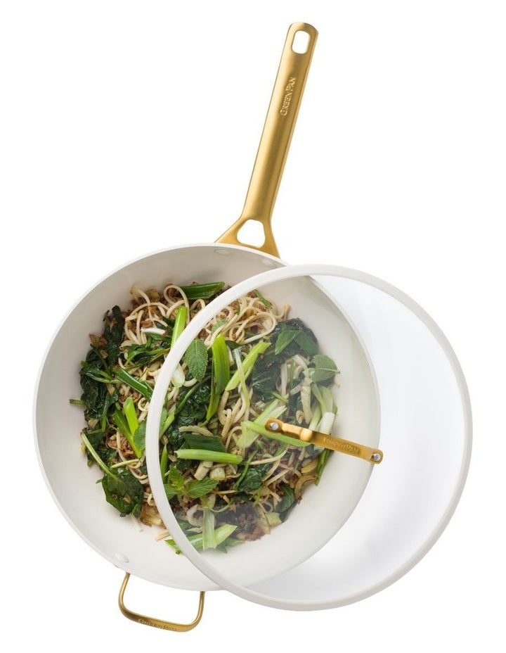 Padova Reserve Wok 32cm with Lid and Helper Handle Cream