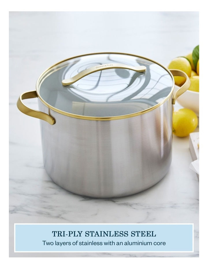 Donna Hay by GreenPan 3-Ply Stainless Steel Stockpot with Lid, 26cm/9.5L