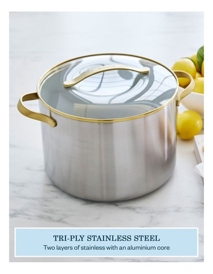 Donna Hay by GreenPan 3-Ply Stainless Steel Stockpot with Lid, 26cm/9.5L