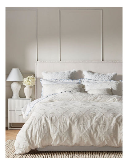 Portofino Embroidered Cotton Quilt Cover Set in White