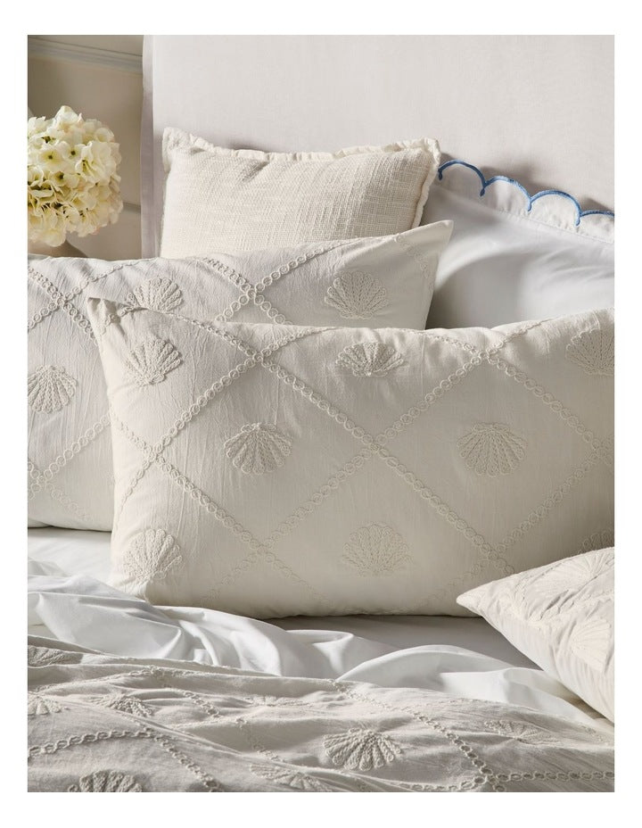 Portofino Embroidered Cotton Quilt Cover Set in White