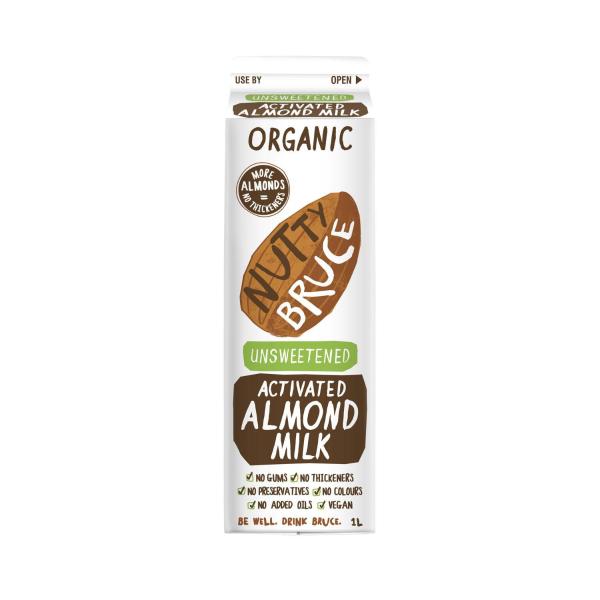 NUTTY BRUCE ORGANIC UNSWEETENED ALMOND MILK 1 LITRE