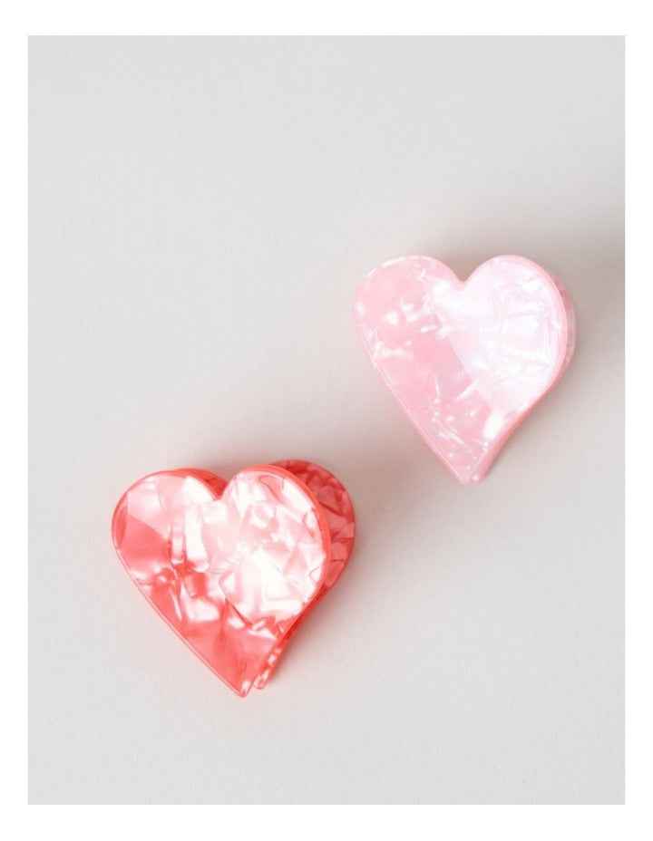 2 Pack Heart Claw Clips in Red