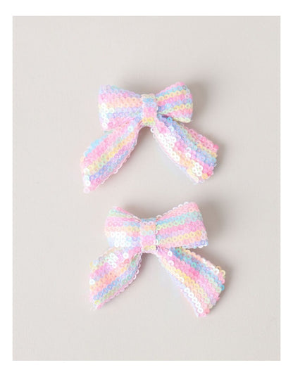 2 Pack Sequin Bows in Rainbow