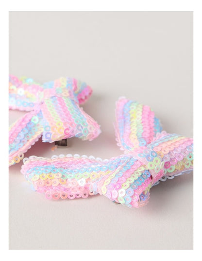 2 Pack Sequin Bows in Rainbow