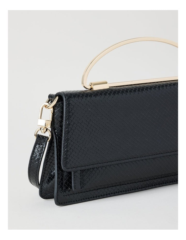 Beckett Snake Clutch Bag in Black