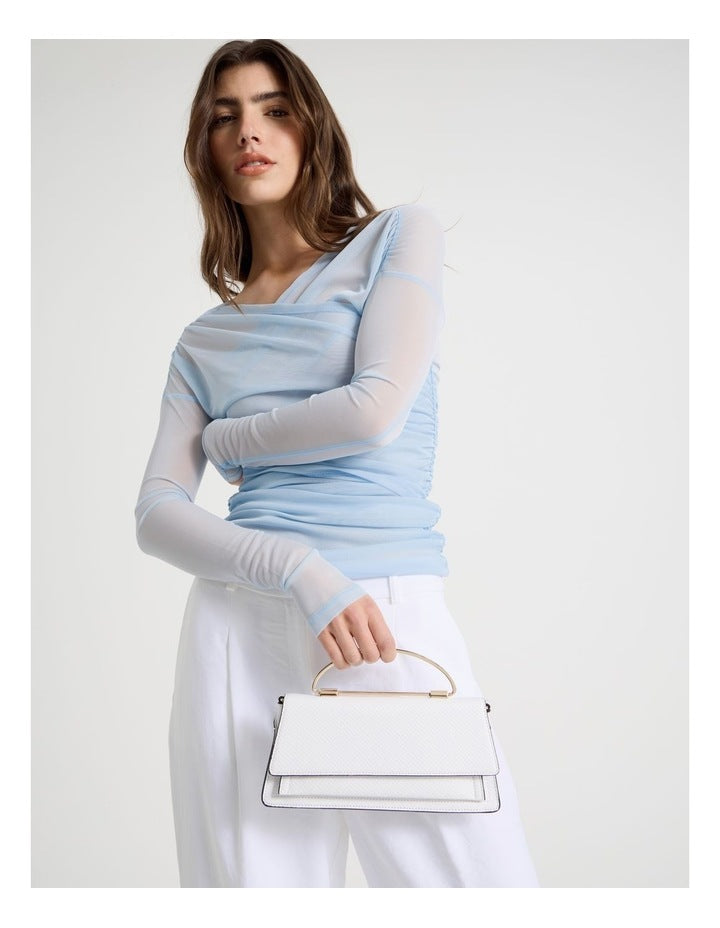 Beckett Snake Clutch Bag in White