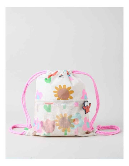 Swim Bag with Charm in White