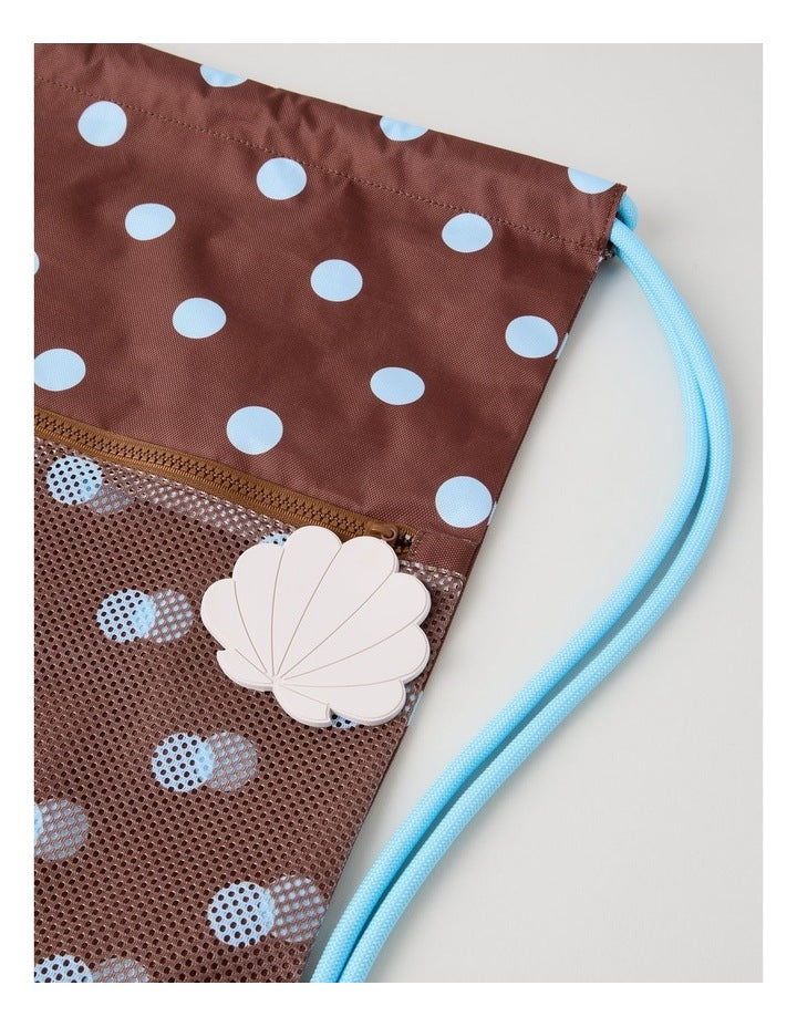 Polka Dot Swim Bag in Brown