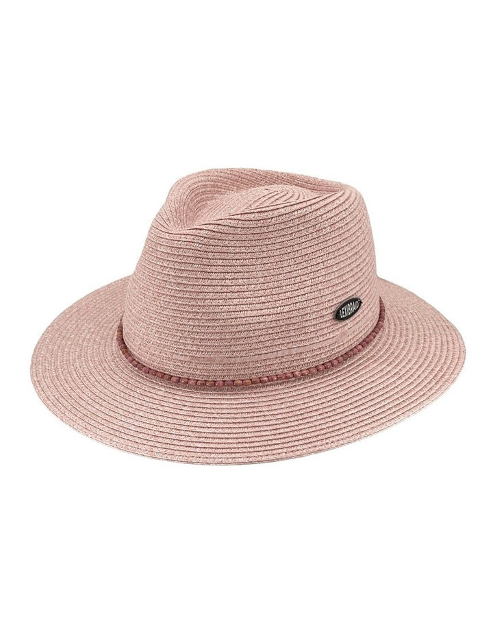 Clover Fedora Summer Hat in Old Rose Pink