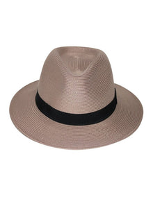 Pana-Mate Fedora Summer Hat in Taupe/Black