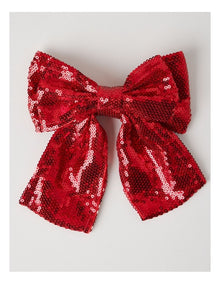 Myer Giftorium Sequin Bow Hair Clip in Red
