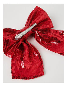 Myer Giftorium Sequin Bow Hair Clip in Red