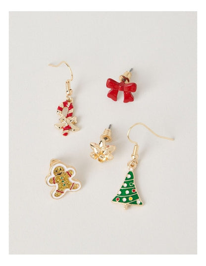 Myer Giftorium 5 Pack Christmas Earring Set in Gold
