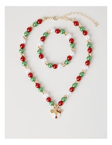 Myer Giftorium Beaded Bracelet and Necklace Set in Red