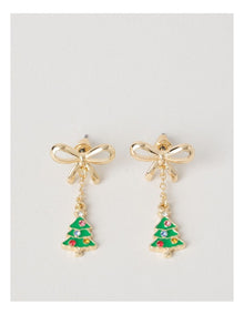 Myer Giftorium Christmas Bow Earrings in Gold