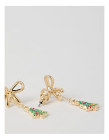 Myer Giftorium Christmas Bow Earrings in Gold