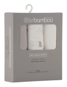 Muslin Wraps 3Pk  - Stone Grey