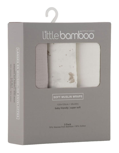 Muslin Wraps 3Pk  - Stone Grey