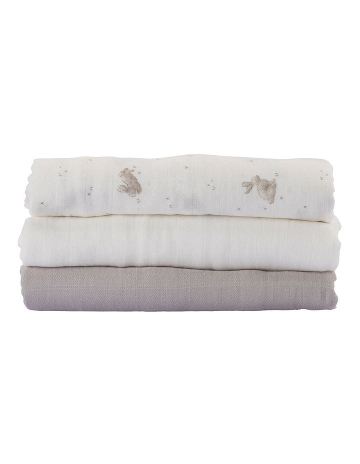 Muslin Wraps 3Pk  - Stone Grey