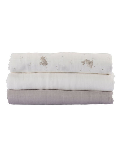 Muslin Wraps 3Pk  - Stone Grey