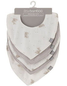 Muslin Bib 5PK  - Stone Grey