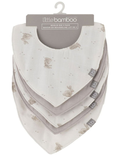 Muslin Bib 5PK  - Stone Grey
