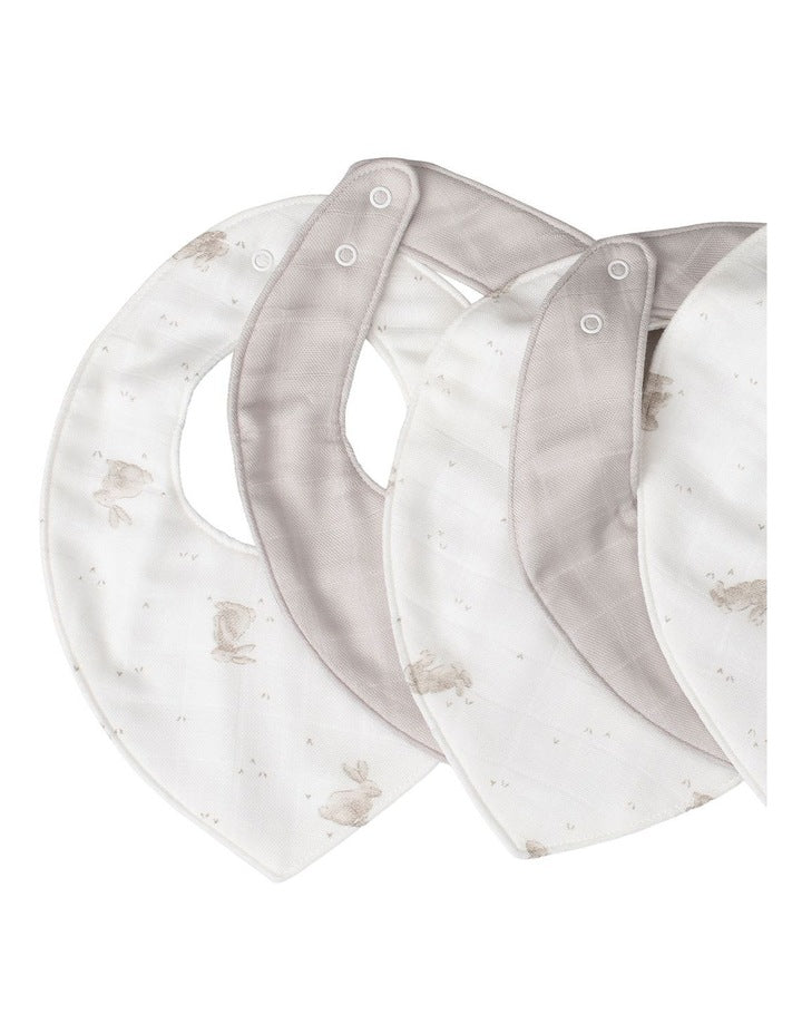 Muslin Bib 5PK  - Stone Grey