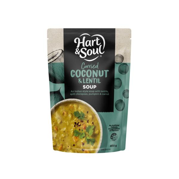 HART & SOUL COCONUT LENTIL SOUP POUCH 400 GRAM