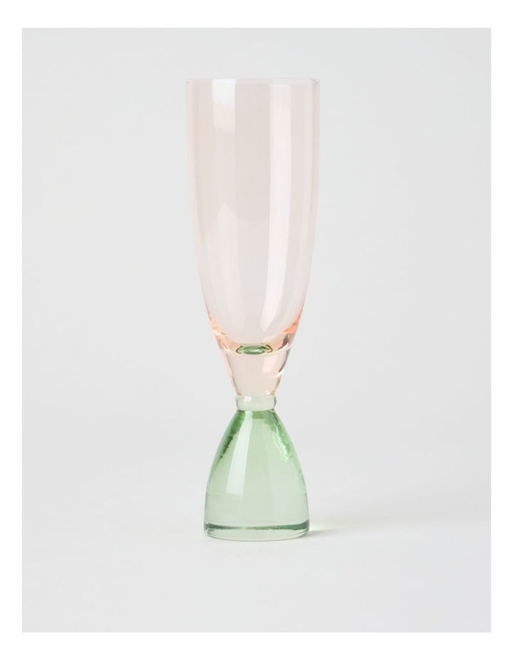 Two Tone Flute Set of 2 250ml in Pink and Green