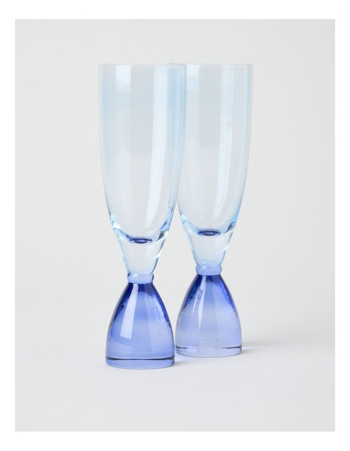 Two Tone Flute Set of 2 250ml in Blue