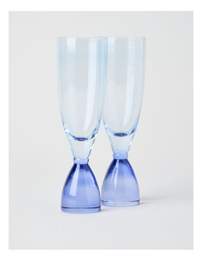 Two Tone Flute Set of 2 250ml in Blue