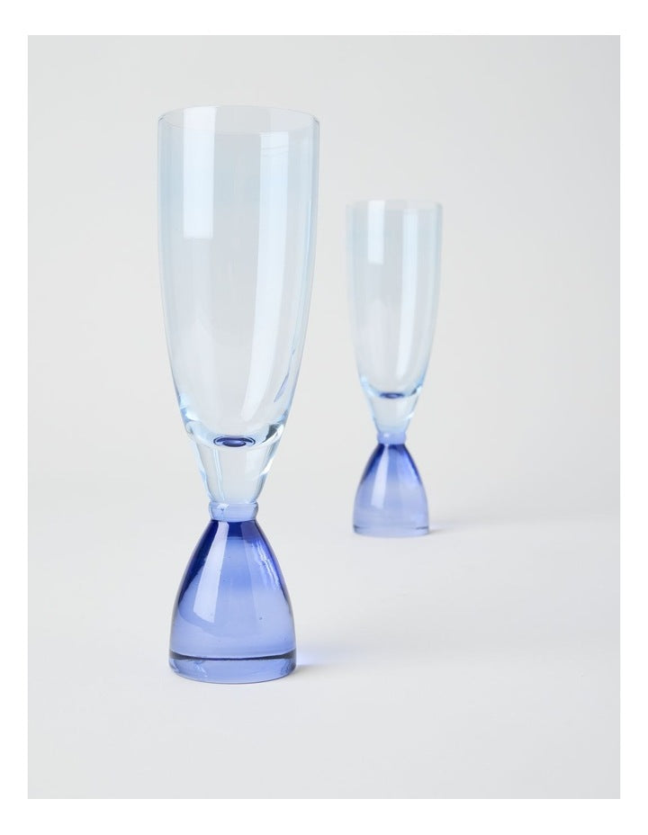 Two Tone Flute Set of 2 250ml in Blue