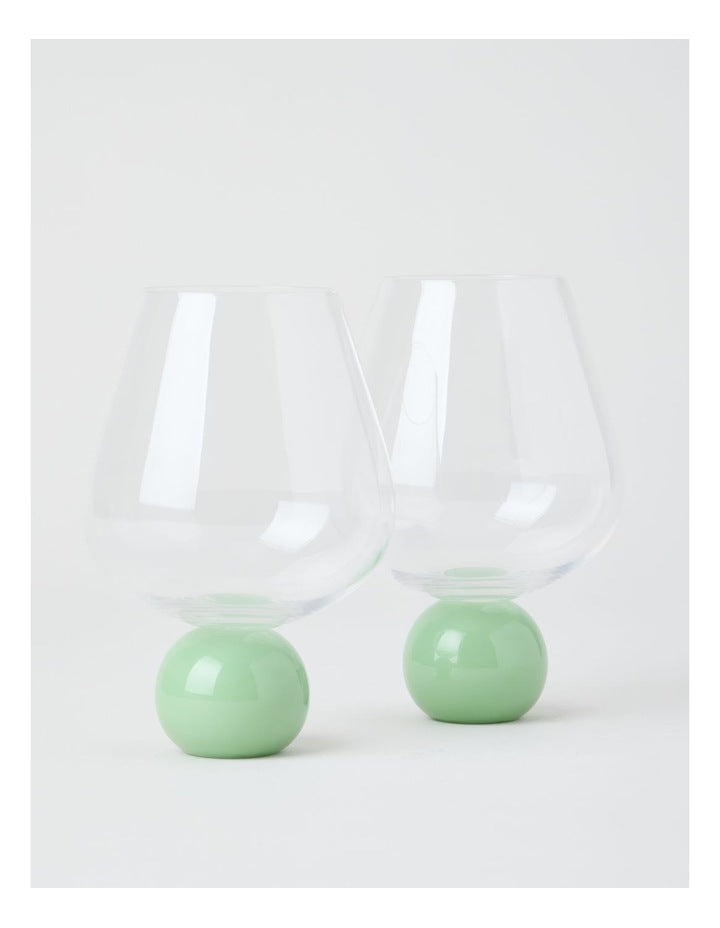 Bubble Wine Glass Set of 2 560ml in Green