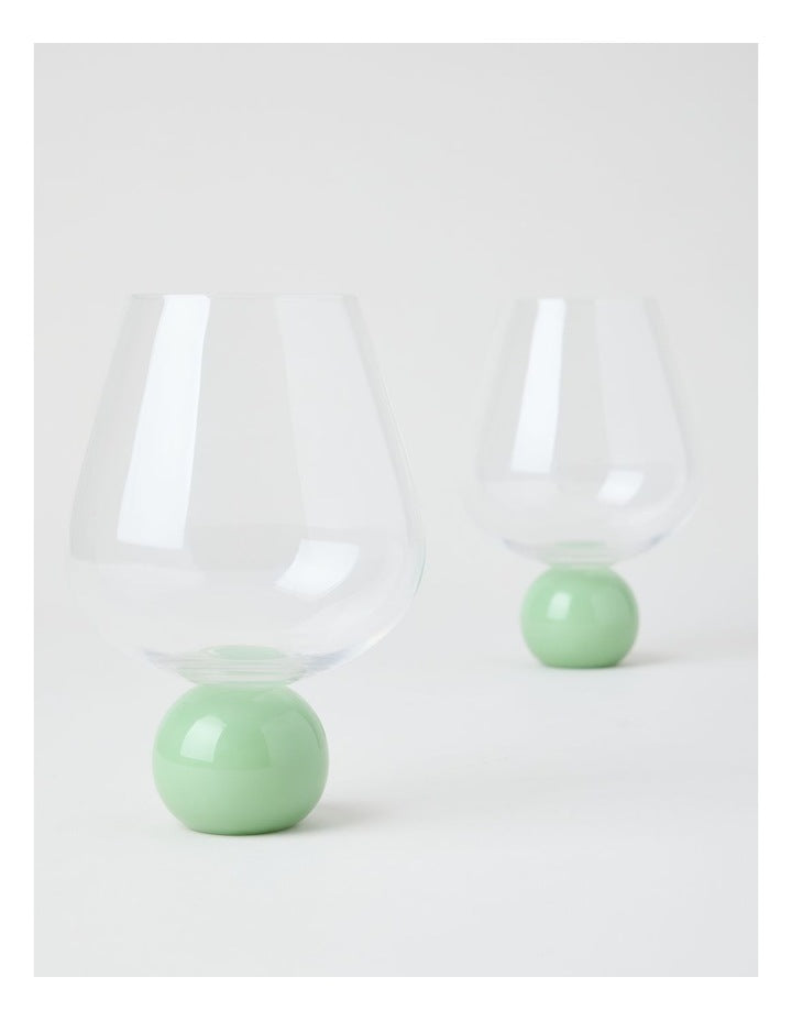 Bubble Wine Glass Set of 2 560ml in Green