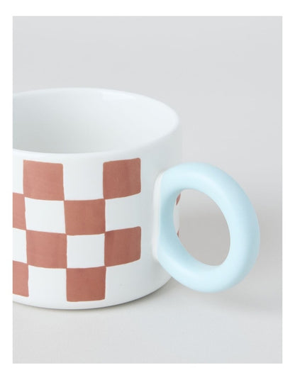 Mimi Mug Brown and Blue Check