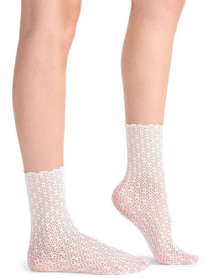 Crochet Net Anklet in White