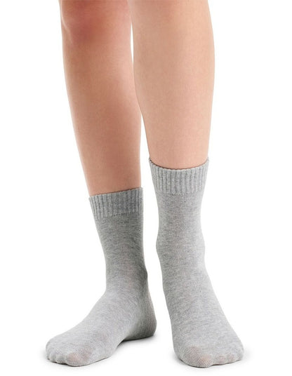 Organic Cotton Blend Rib Top Crew Sock 2 Pack in Grey Marle and Seaspray
