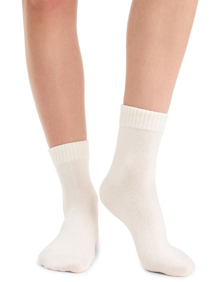 Organic Cotton Blend Rib Top Crew Sock 2 Pack in Buttercream and Husk