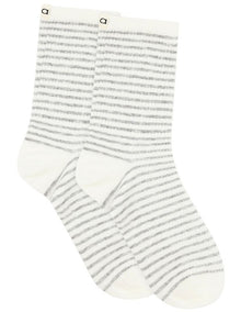 Organic Cotton Blend Stripe Crew in Grey Marle