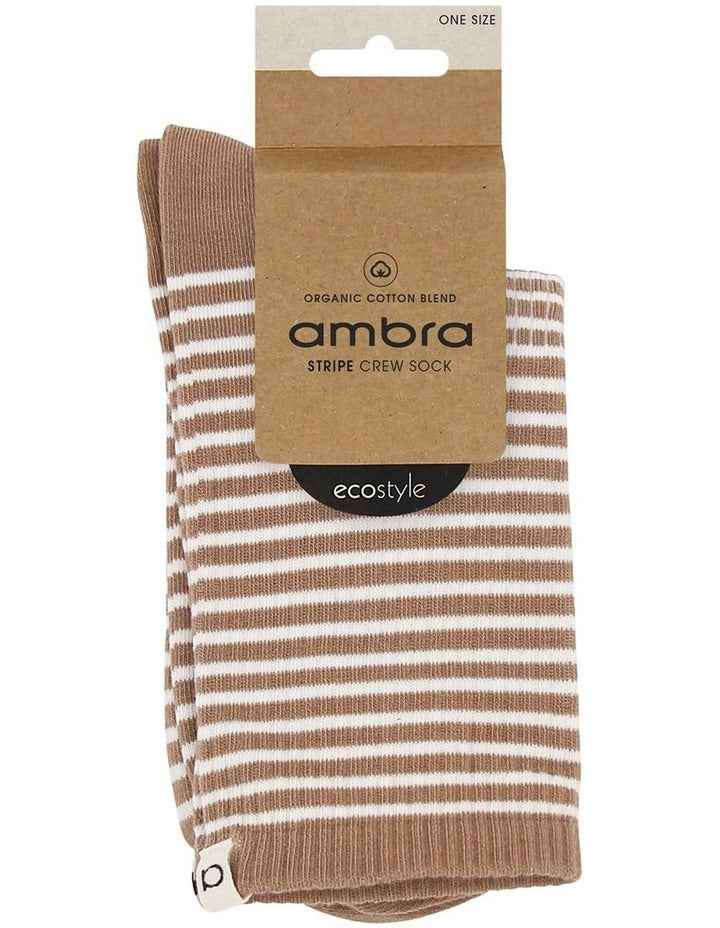 Organic Cotton Blend Stripe Crew in Husk