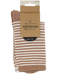 Organic Cotton Blend Stripe Crew in Husk