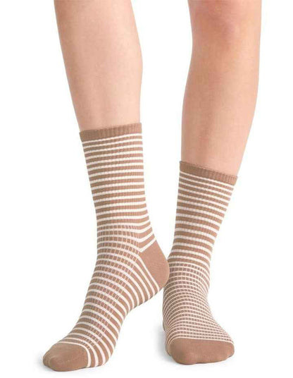 Organic Cotton Blend Stripe Crew in Husk