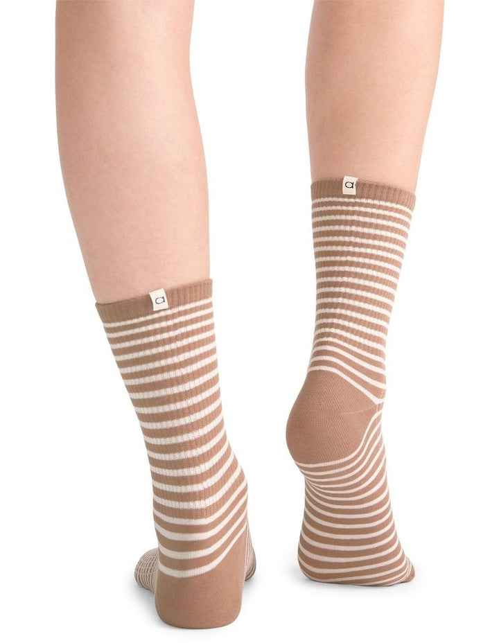 Organic Cotton Blend Stripe Crew in Husk