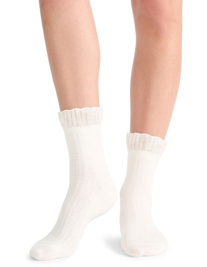 Organic Cotton Blend Ruffle Sock in Buttercream