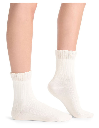 Organic Cotton Blend Ruffle Sock in Buttercream